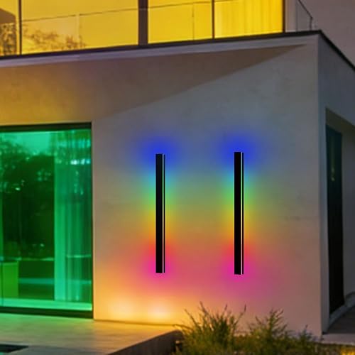Miniatura 55 de Luz de Pared Exterior, Apliques de Pared Exteriores Modernos de 39 Pulgadas, Luces de Pared Largas Negras Impermeables con Iluminación Cálida, Luz