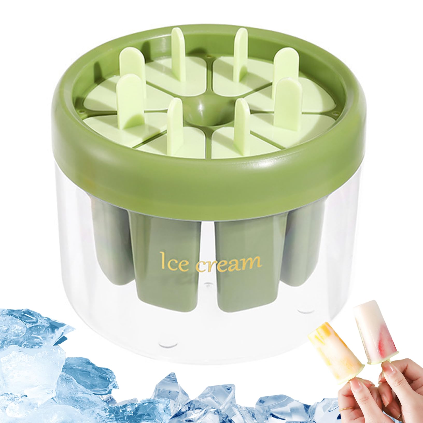 Perodlly Popsicle Molds with Sticks 8 Cavity Ice Popsicle Molds Easy Release Ice Cream Reusable DIY Cakesicle BPA Free Maker for Party Yogurt Juice Green..
