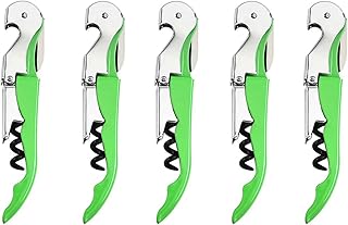 Waiter Corkscrew, Corkscrew Wine Opener Stainless Steel, Wine Bottle Opener Wine Key for Restaurant Waiters Bartenders Sommelier (Green/5PCS)