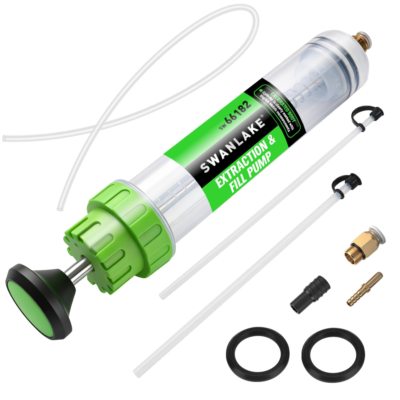 SWANLAKE 500cc Fluid Extractor & Fill Pump, Automotive Fluid Pump Extractor, Oil Change Pumps with 23'' Long Hose, 2PCS 12'' Extension Tubes, Suction Pumps for Lawn Mowers Cars 500ML with Hose