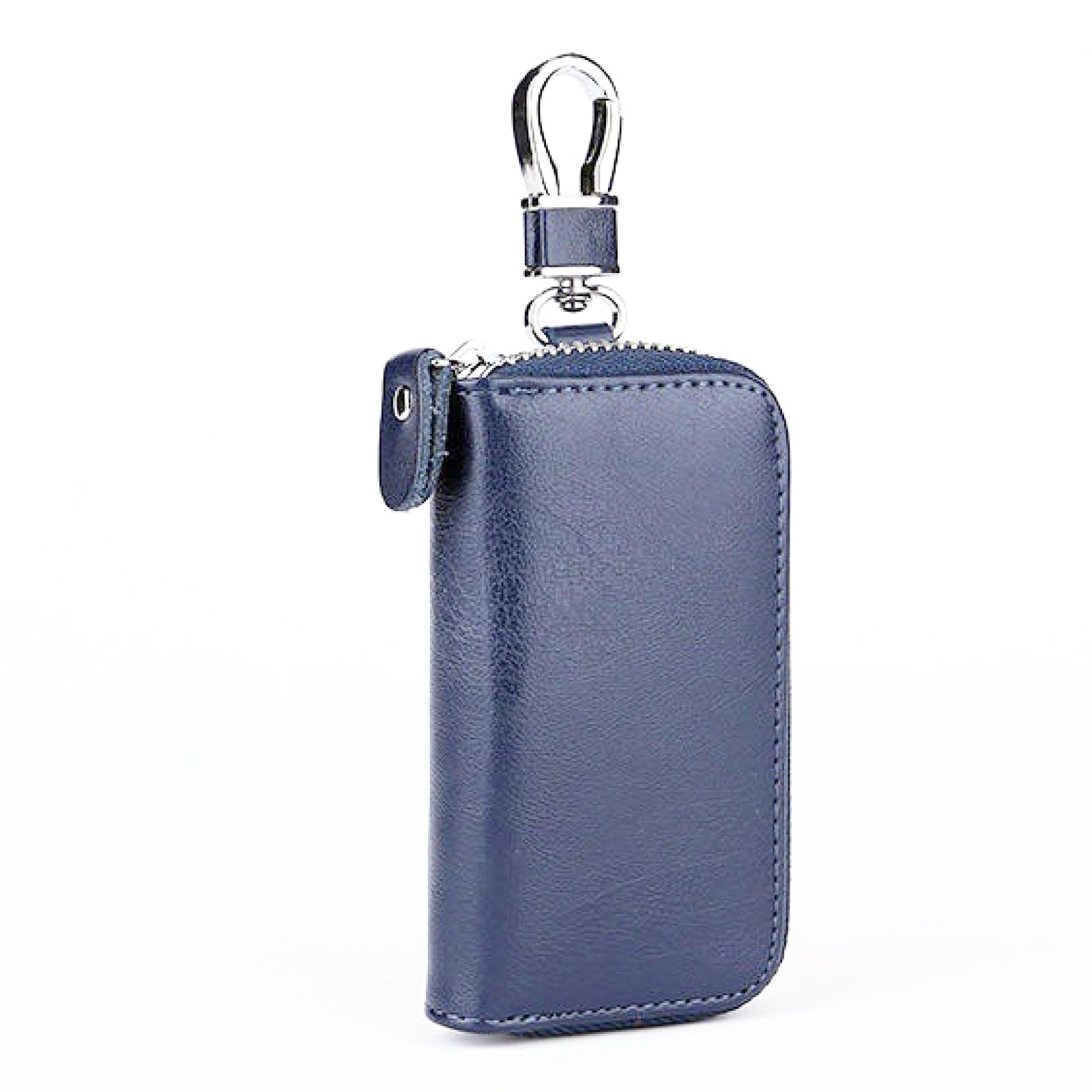 LTLSZRN Llavero Piel genuina de Mujer y Hombre,Piel auténtica, cierre con cremallera, Estuches de Llaves, Llavero coche,Portátil Organizador Llaves con 6 ganchos