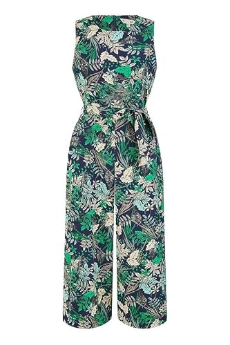 Image of Yumi Green Leaf Culotte Jumpsuit (Navy, 16)