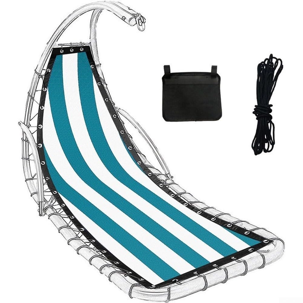 Housse de siège de rechange pour balancelle suspendue en textilène, coussin d'assise rayé, 64 x 197 x 23 cm, tissu Teslin résistant aux intempéries, pour jardin et terrasse, montage facile