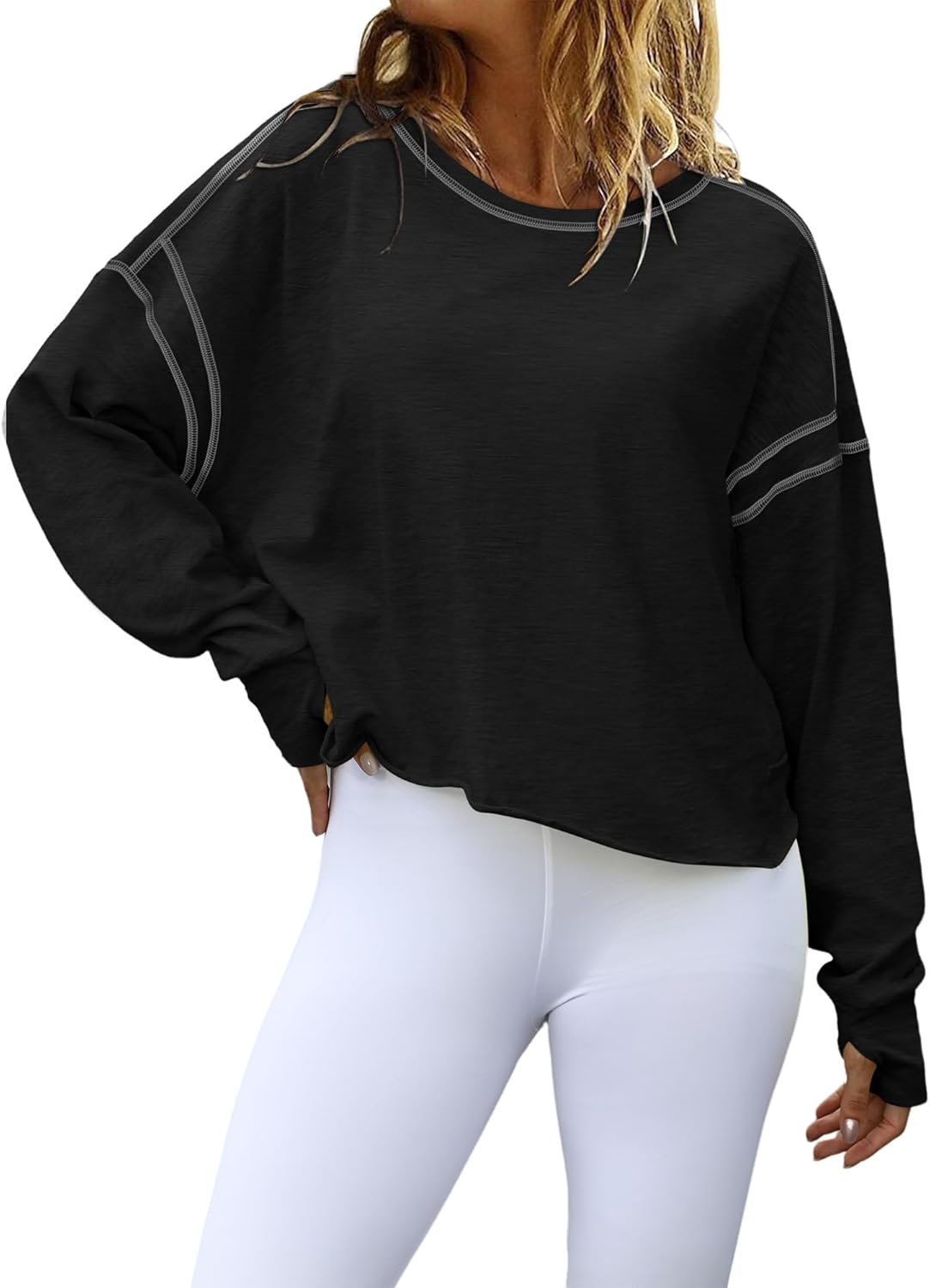 Magritta Womens Open Back Workout Top Loose Fit Boat Neck Athletic Shirts Casual Backless Crop Running Tee Y2k Yoga - Image 2