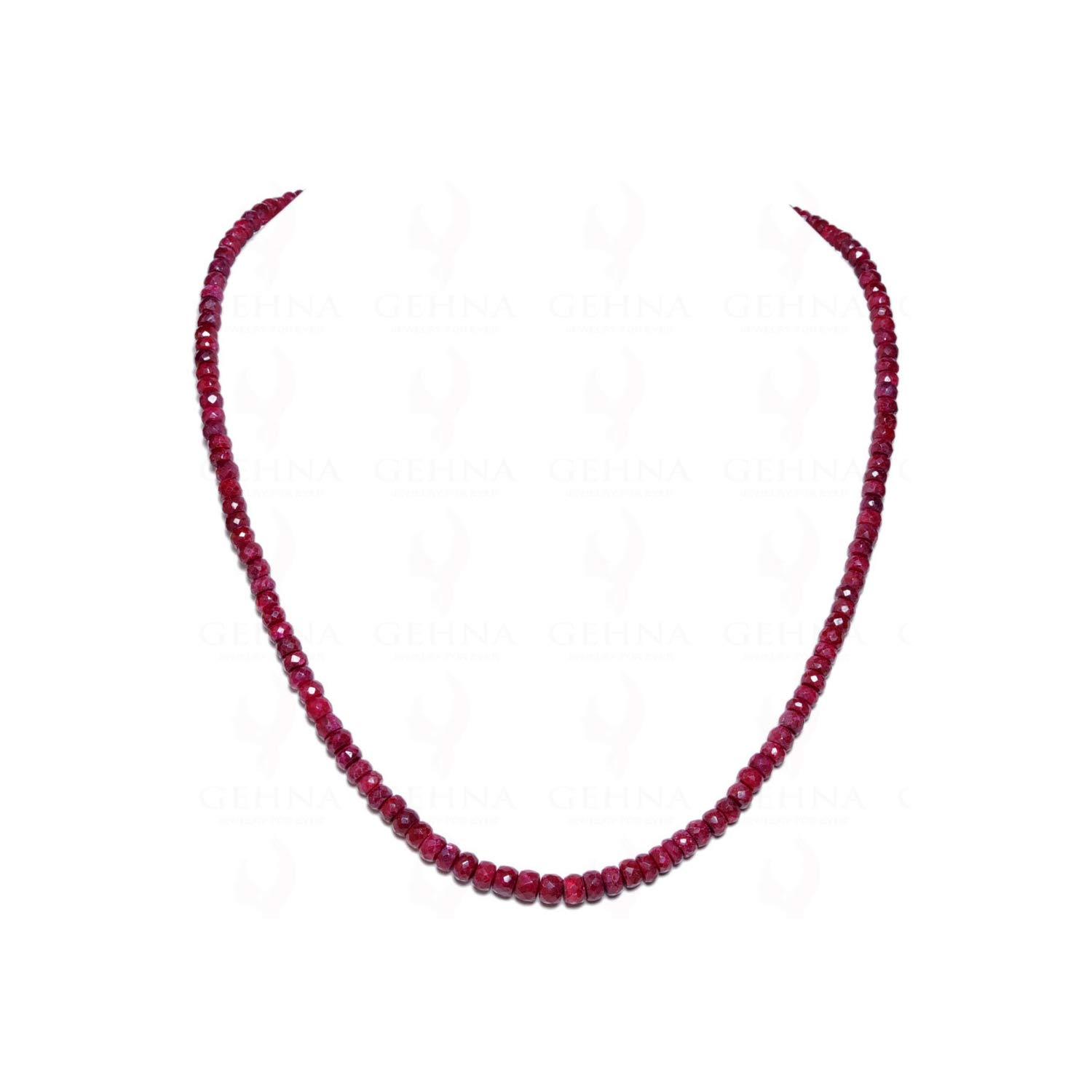 Ruby Gemstone Round Faceted Bead String