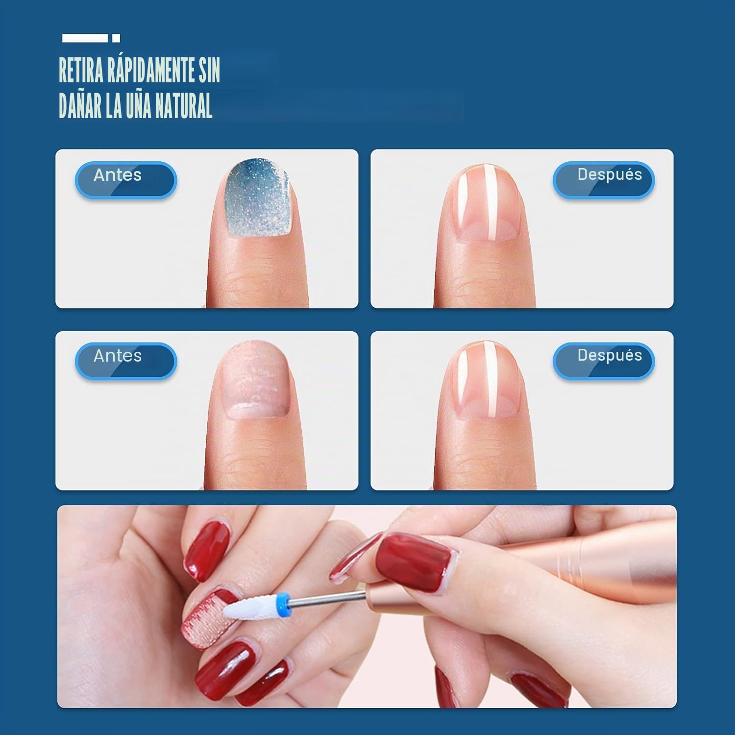 Juego de 21 brocas para uñas, 3/32'' lima de uñas eléctrica de diamante kit puntas de uñas de gel acrílico de cerámica, herramientas de arte de uñas acrílicas, brocas de carburo para quitar cutículas