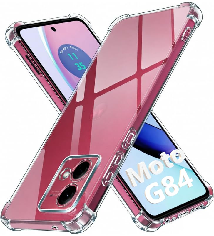 Image of Lustree Back Cover Transparent Case Compatible with Motorola G84 | Clear + TPU Case with 4 Corner Air Cushion Protection & Camera Protection | Slim& Stylus Cover