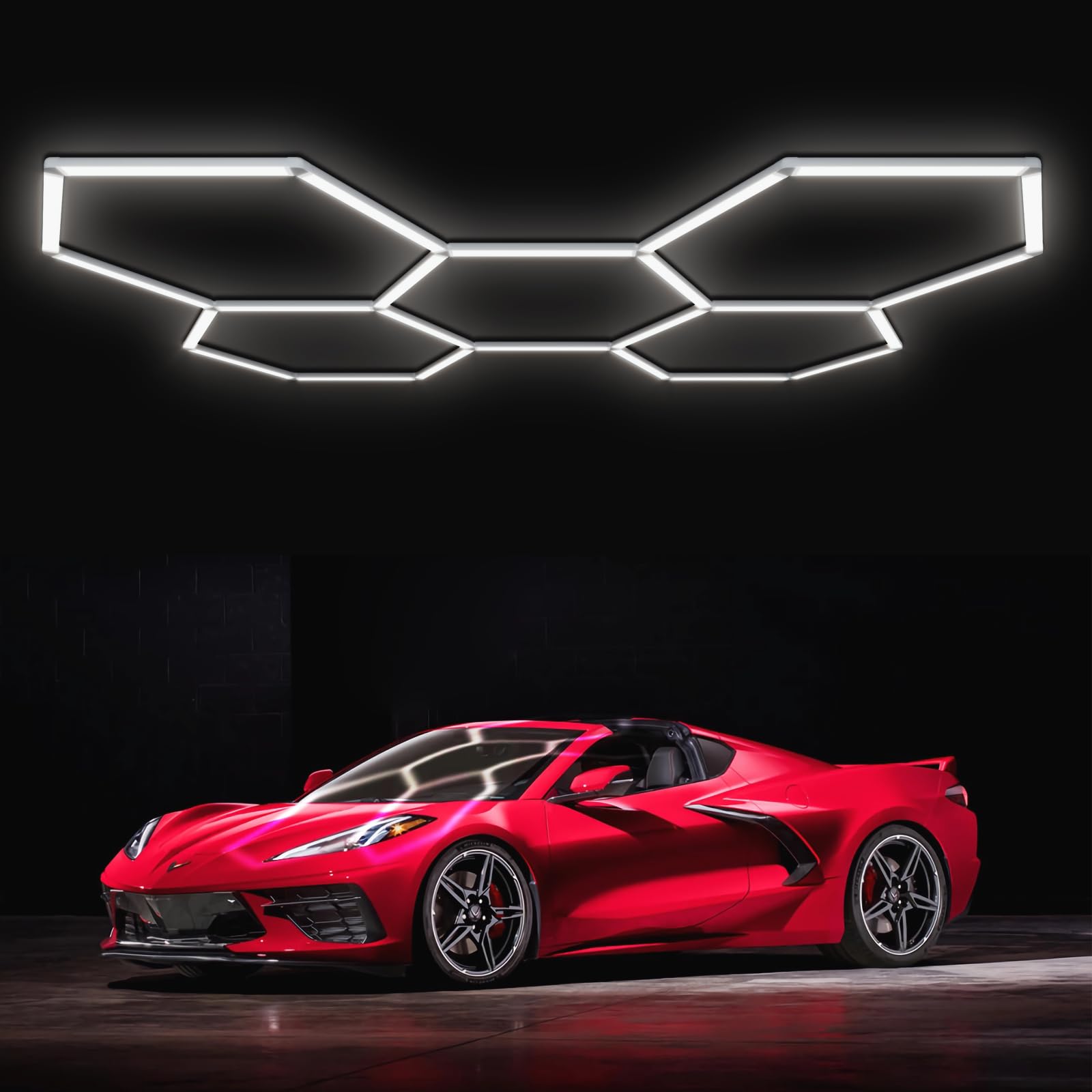 Vitnucrol 168W 21840LM Hexagon Garage Lights, 6700K Super Bright