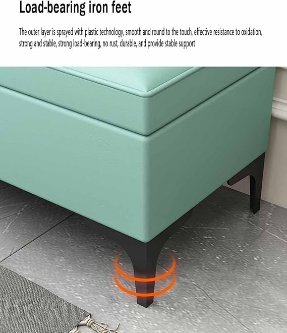 Fire Safety Folding Storage PU Leather Household Shoe Changing Stool with Metal feet Can Bear 150kg Multifunctional Storage Stool 100x40x42cm(Color:Brown)