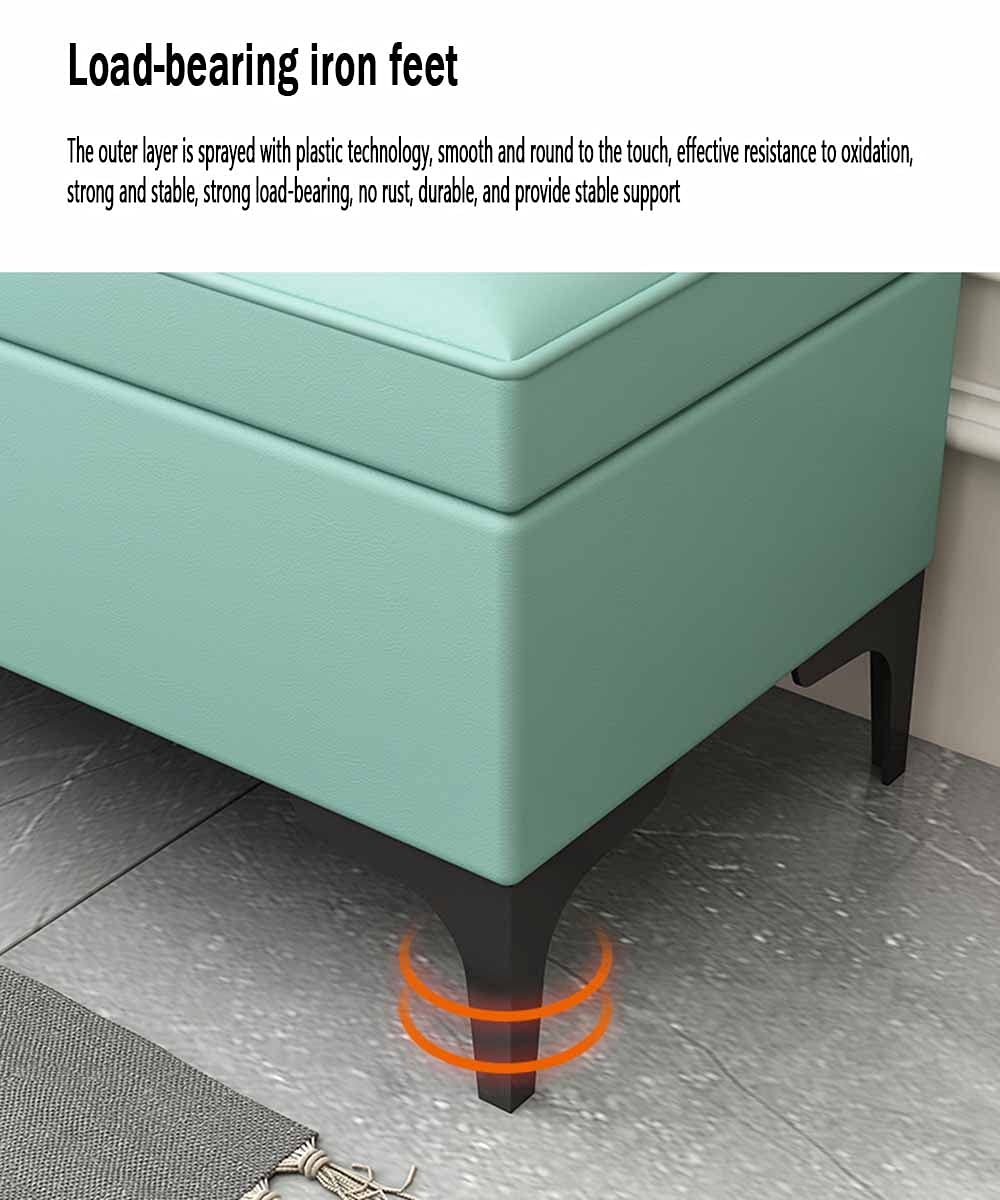 Dieser geräumige, braune Ottoman aus PU-Leder mit Metallbeinen und einer Tragkraft von 150 kg ist eine stilvolle Aufbewahrungsbank für Schlaf- oder Wohnzimmer und hat eine Höhe von 90 cm (35