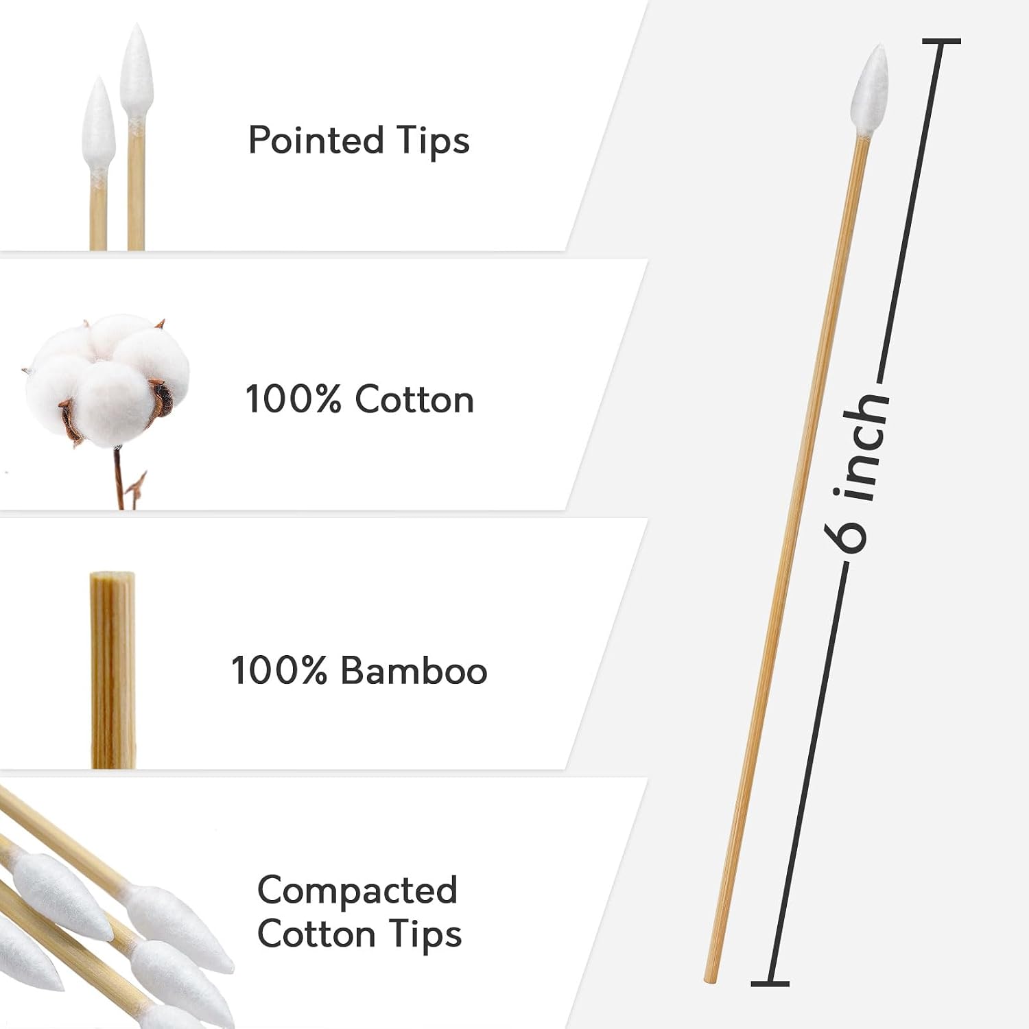 Gun Cleaning Swabs with Pointed – Lint-Free, 6" Sticks for Firearms