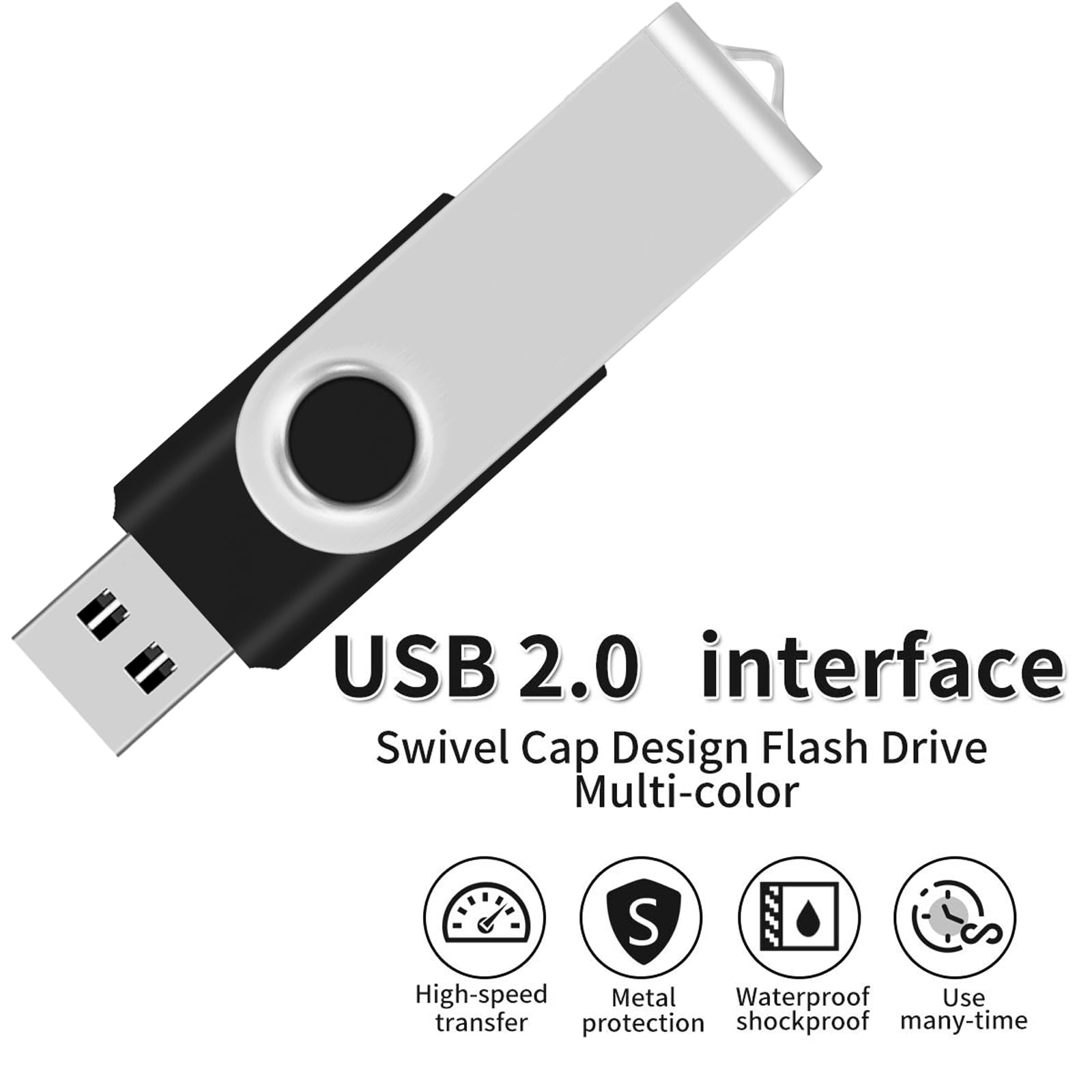 AreTop, confezione da 10 chiavette USB 2.0 dal design girevole, Flash Drive nero Nero 4 GB