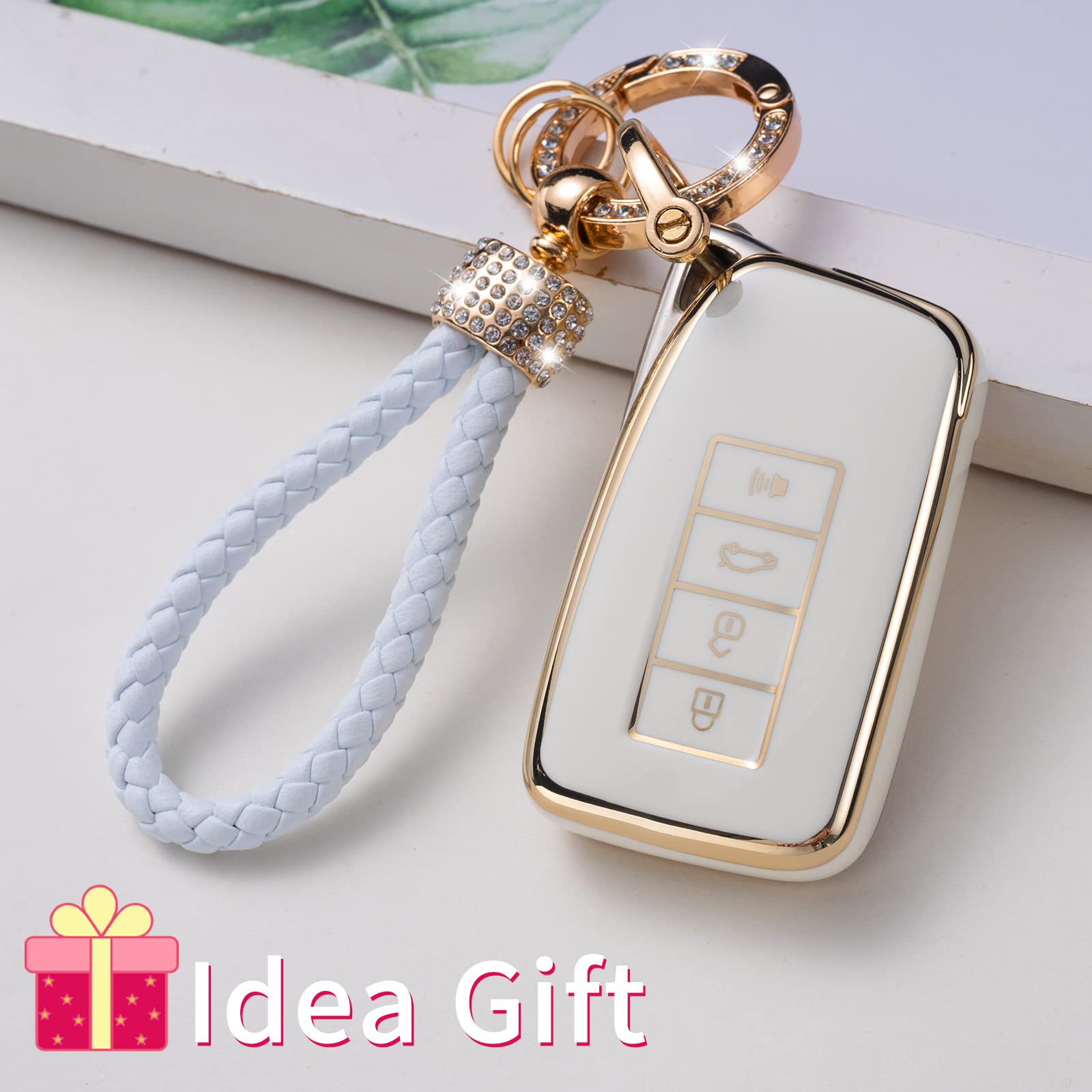 Gematay Etui na klucze Lexus ze smyczą do kluczy, miękki ochraniacz na klucze z TPU kompatybilny z Lexus RX to ES GS LS NX RS GX LX RC LC Smart Key Case
