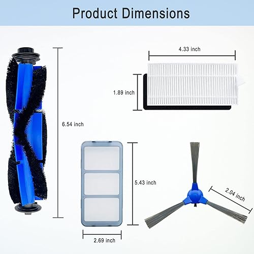 Miniatura 4 de RoboVac 11S Pieza de repuesto compatible con Eufy RoboVac 11S, 15C, 30, 30C, 12, 35C, 25C, 15T, 3 cepillos rodantes, 12 juegos de filtros, 12