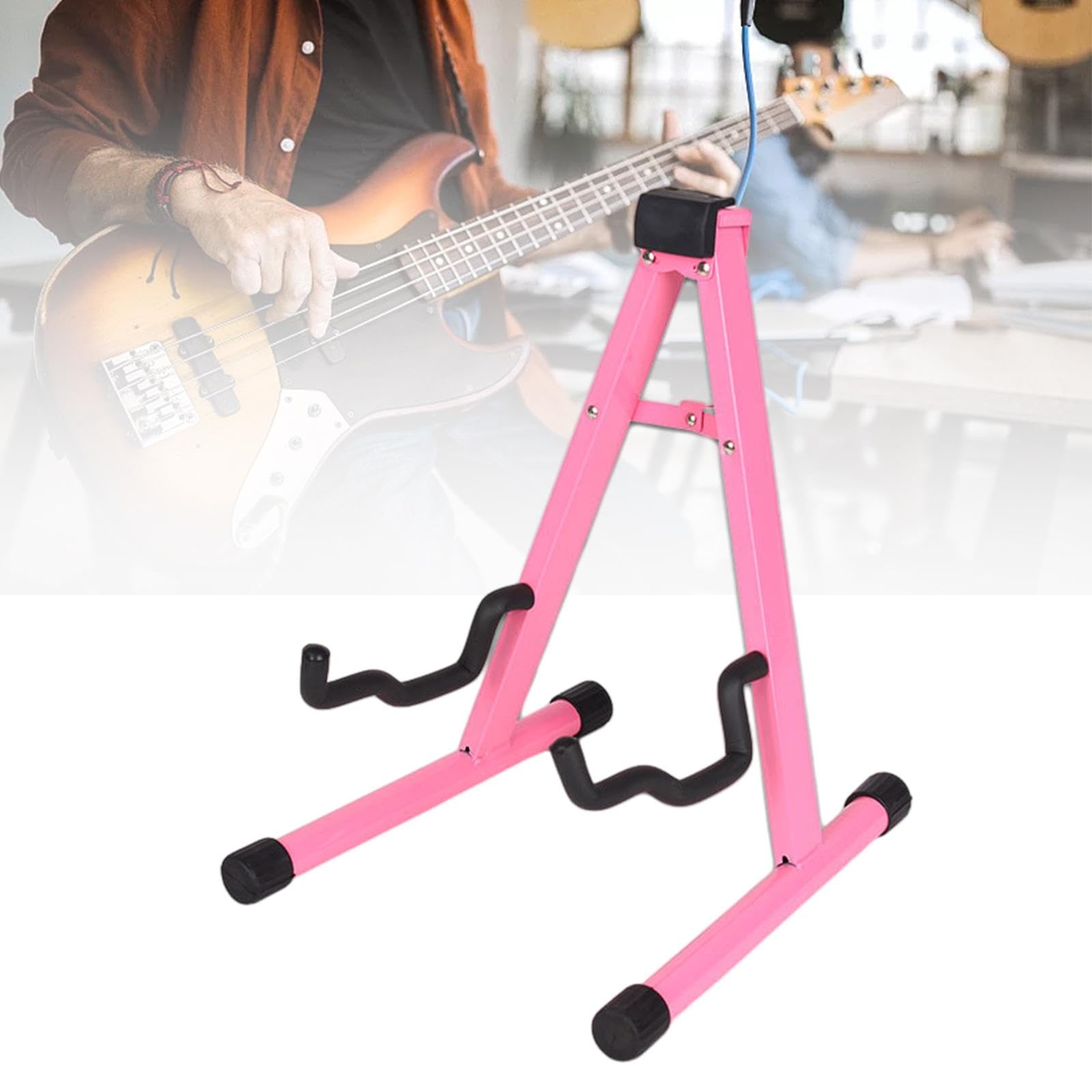 Fancyes Uniwersalny składany stojak na instrumenty, stojak na gitarę, oprawka stojak muzyczny, różowy, 78023008168345386