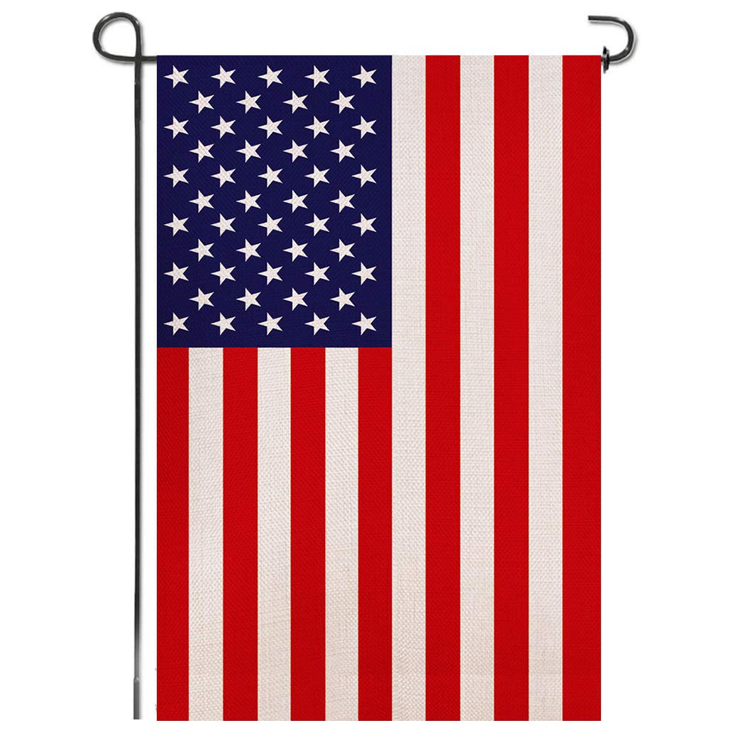 Amerikanische US-Flagge Als Gartenflagge, 31,3 X 45,7 Cm, Jute, Doppelseitig Mit Buchsbaumkranz