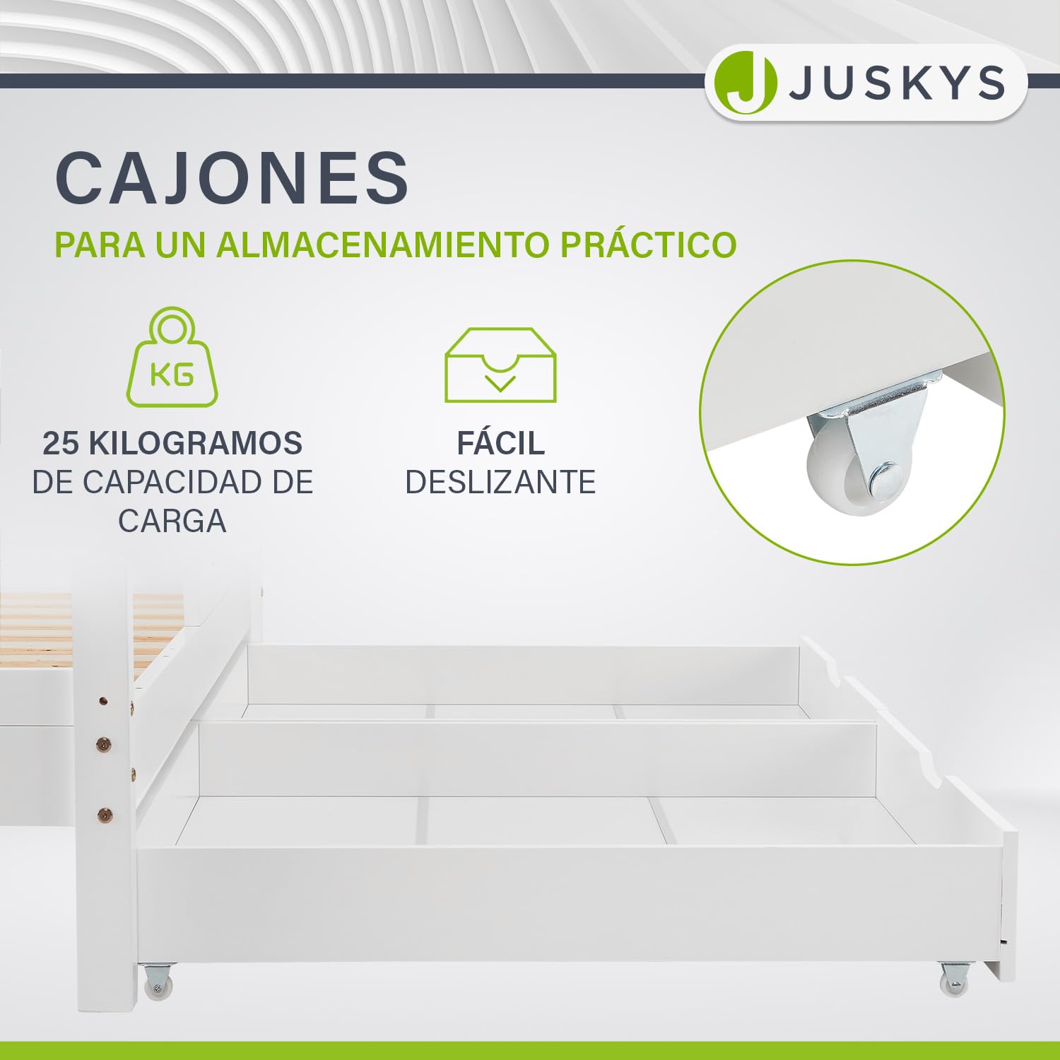 Juskys Cama Infantil Marli 80 x 160 cm con canapé de 2 Piezas, protección anticaída, somier y Techo - Cama de Madera Maciza para niños - Cama en Blanco