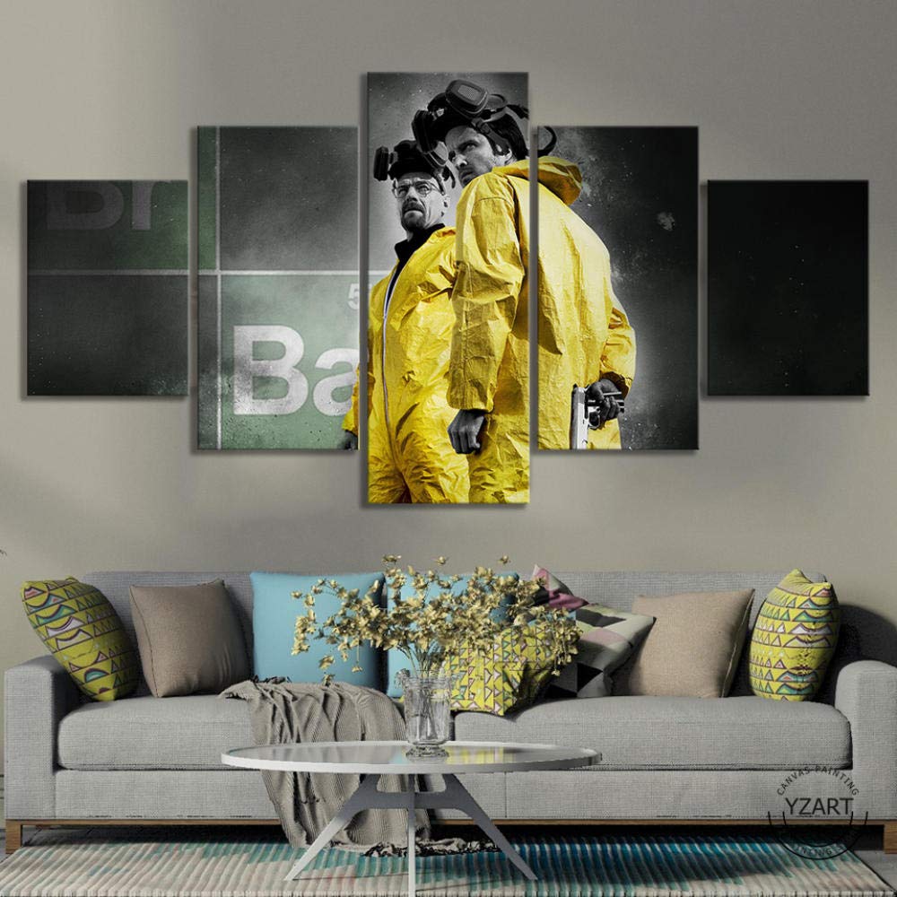 Leinwanddrucke,Modulare Wandkunst Wandaufkleber,5 Teiliges Wandbild,Breaking Bad Staffel 3,Mit Rahmen,Größe:M/B=150Cm,H=80Cm