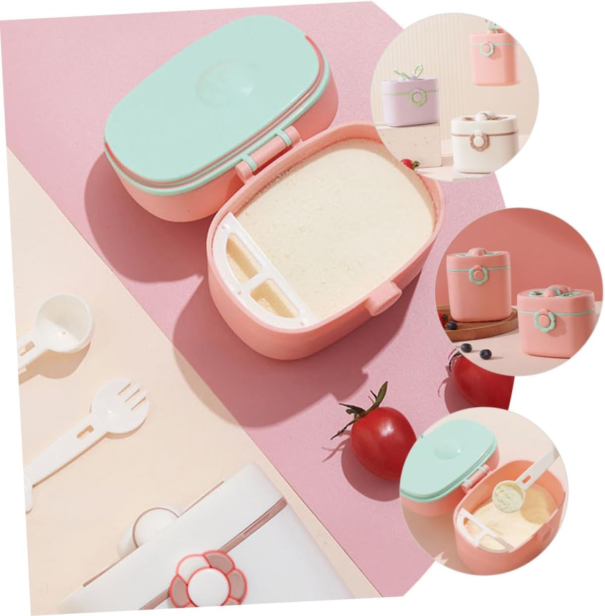 Milisten Portable Milk Powder Dispenser Box Leak Travel Formula Container for Food for Go Parents Easy to Clean Compact Design Sakura Red Large
