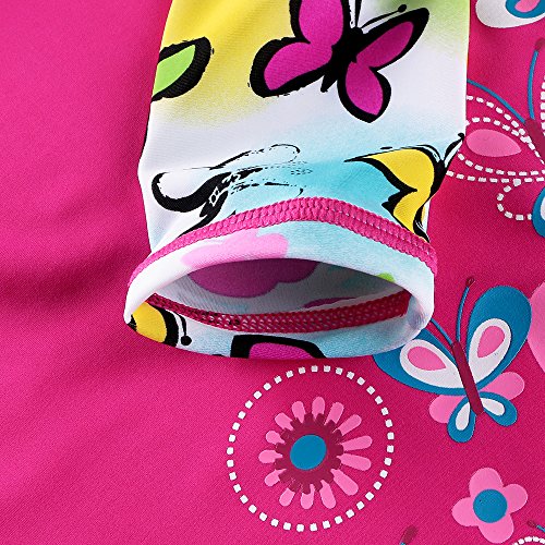 Image of Girls Two Piece Swimsuit Long Sleeve Floral Bathing Suit UPF 50+ Summer Beach Swimwear