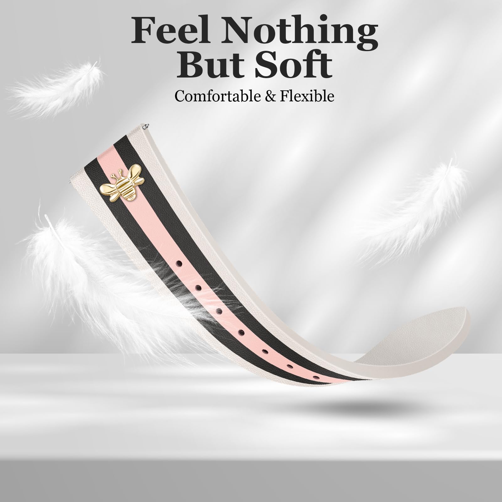 MOINSPIRE Designer-Lederarmbänder mit Charms, kompatibel mit Samsung Galaxy Watch 7/6/5/4/Active 2 40 mm, 44 mm/Watch 6 Classic 43 mm, 47 mm/Watch 5 Pro 45 mm/Watch 4 Classic 42 mm, 46 mm, 20 mm