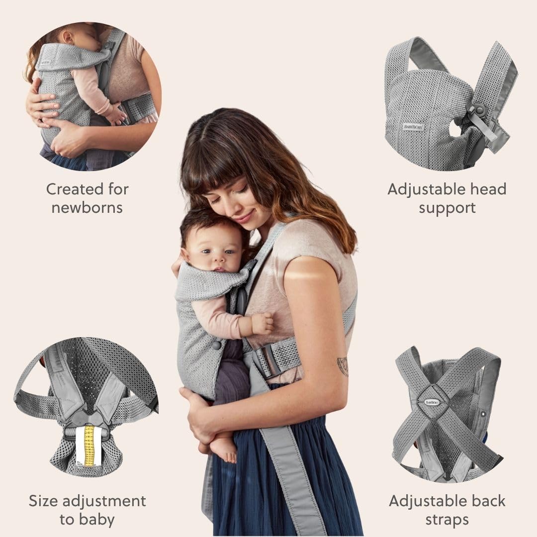 Amazon.com: BabyBjörn Baby Carrier Mini, Gray, 3D Mesh | Newborn