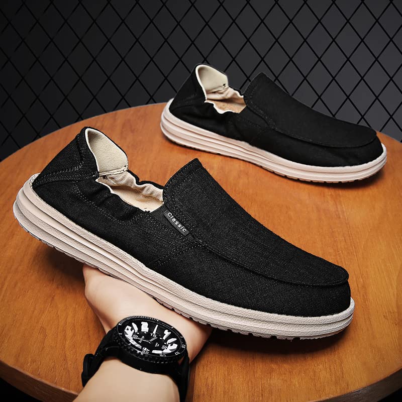 Scarpe da uomo in tela slip-on, leggere, per il tempo libero