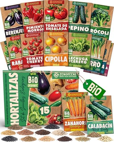 Set de semillas de verduras bio - 15 variedades para cultivar fác...
