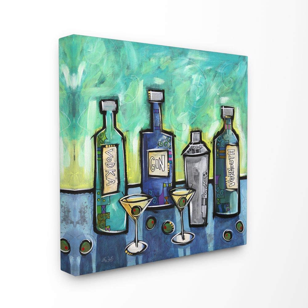 Stupell Industries Martini Mixings Blue Green Modern Painting, Design by Artist Eric Waugh Wall Art, 30 x 1.5 x 30, Canvas