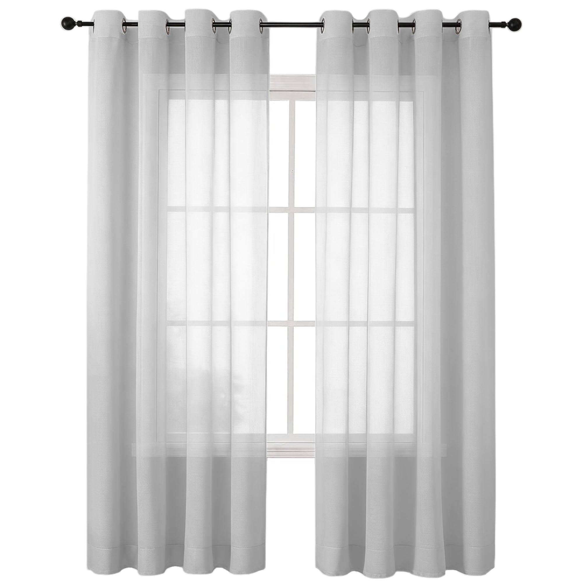 Rideaux voilage transparent gris clair 240x305 cm pour fenêtre de salon