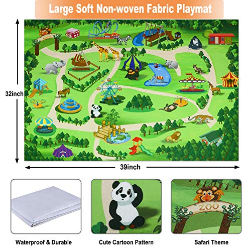 TEPSMIGO Animals Figurines Toys, Realistic Safari Animals Figurines with Play Mat, Large Jungle Animals Playset with Elephant, Giraffe, Lion, Tiger, Gorilla Panda...for Kids Toddlers Age 3+ - Thumbnail 3
