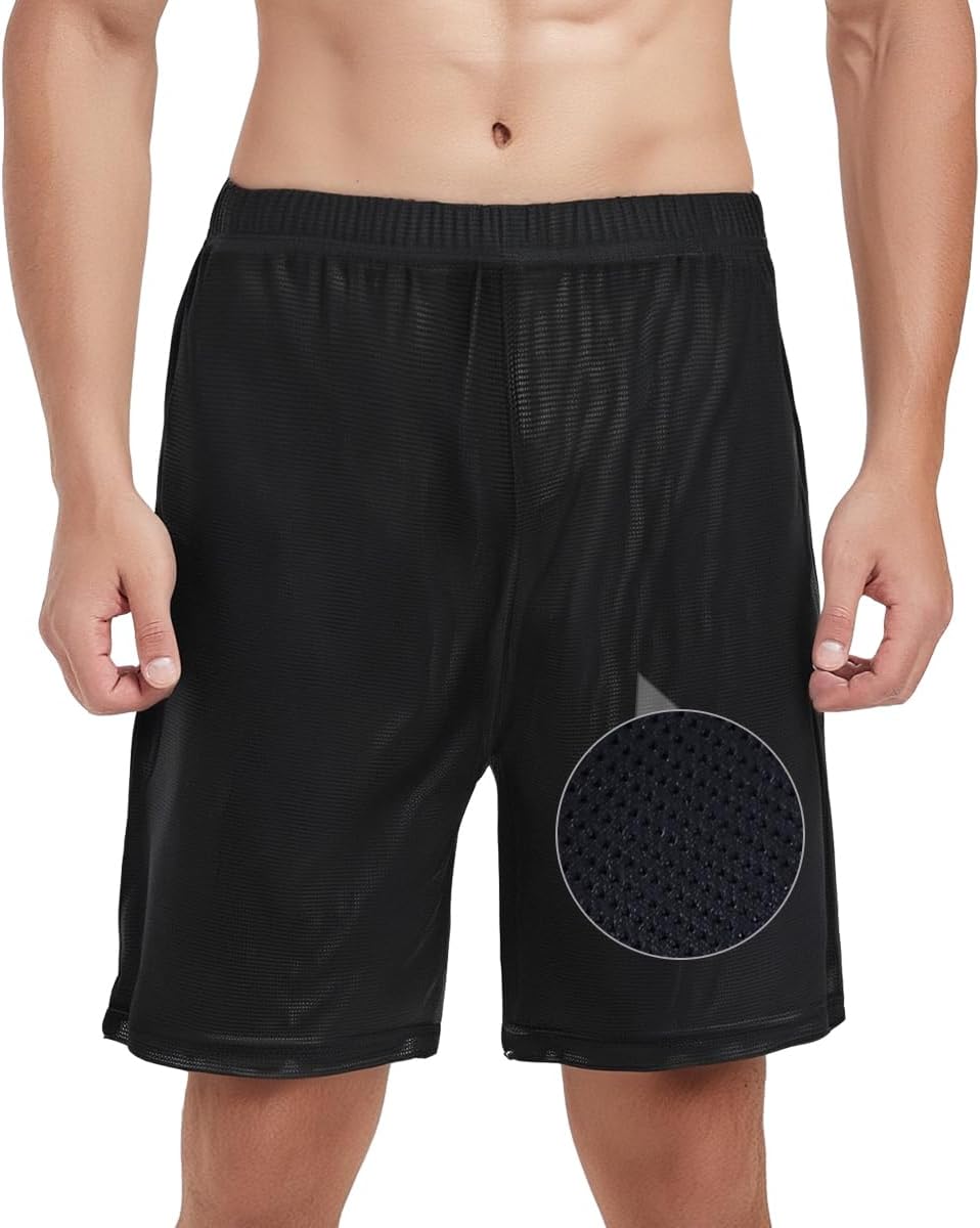 YINYOUYU Mens Mesh Shorts 9" Basketball Sport Gym Workout Running Athletic Quick Dry Long Shorts