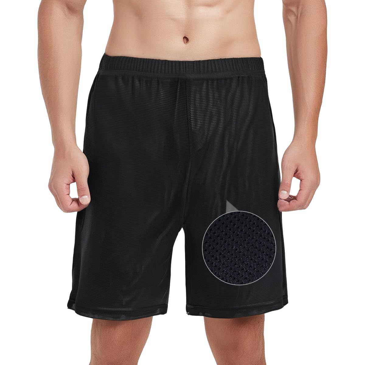 YINYOUYU Mens Mesh Shorts 9 Basketball Sport Gym Workout Running Athletic Quick Dry Long Shorts