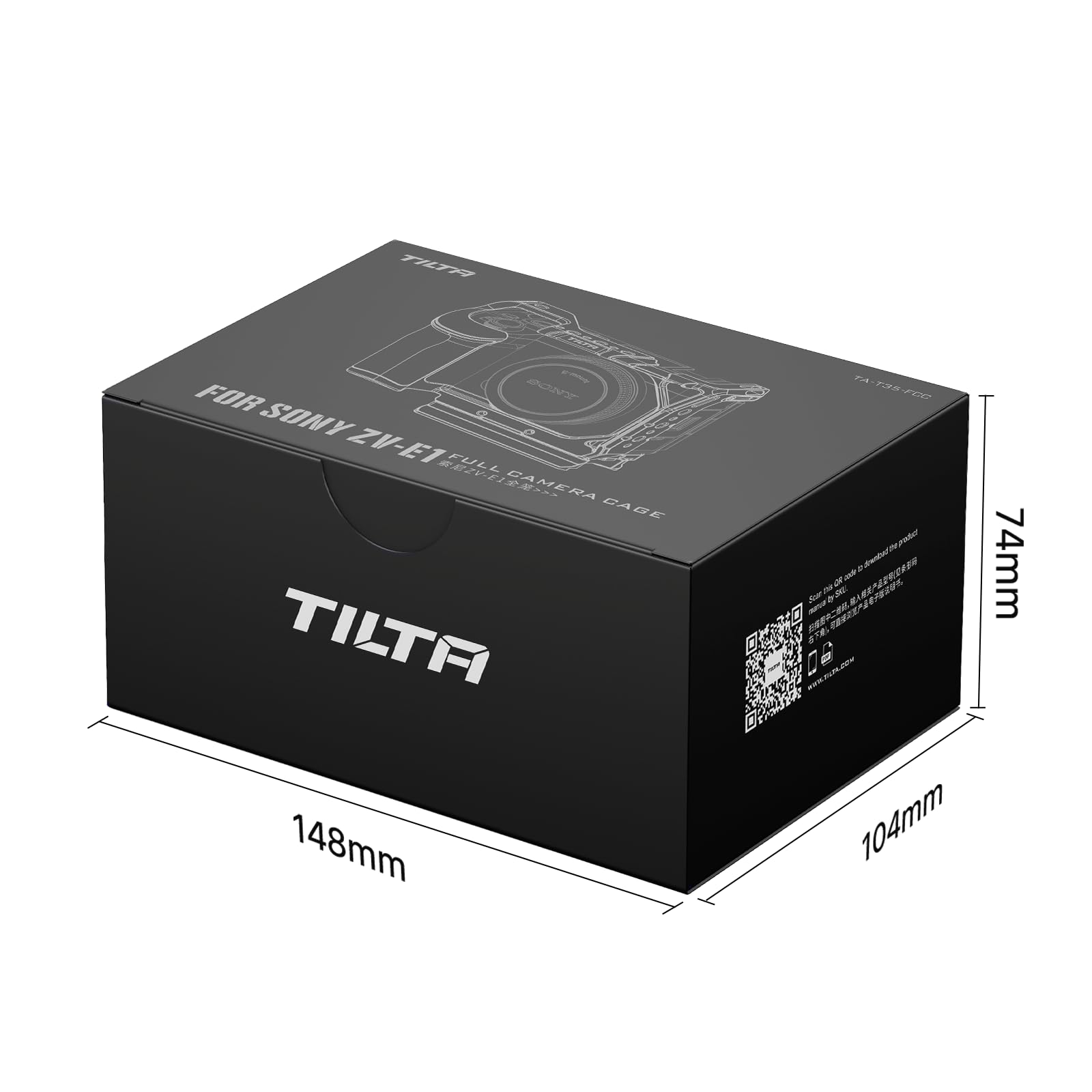 Tilta Jaula ZV-E1, jaula completa para cámara compatible con Sony ZV-E1 con mango integrado, alta compatibilidad y ligereza, color negro TA-T35-FCC-B
