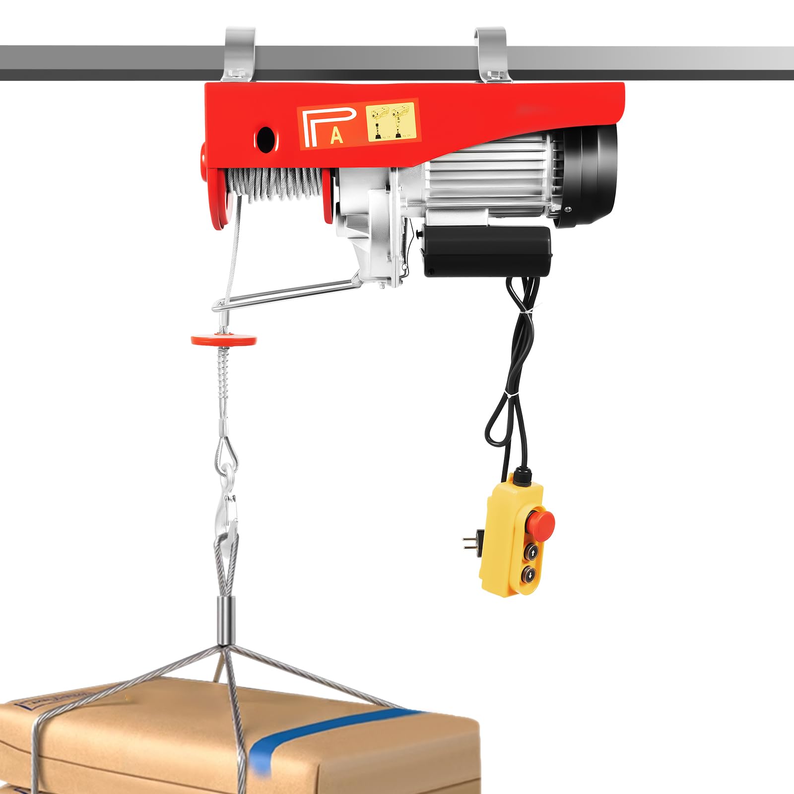 Elektrische Seilhebezug 220V 1600w, Seilwinde Motorwinde Flaschenzug mit Hubhöhe 6m/12m, Tragkraft 500kg/1000kg, Hebezug Seilzug Kettenzug, zum Heben von Objekten