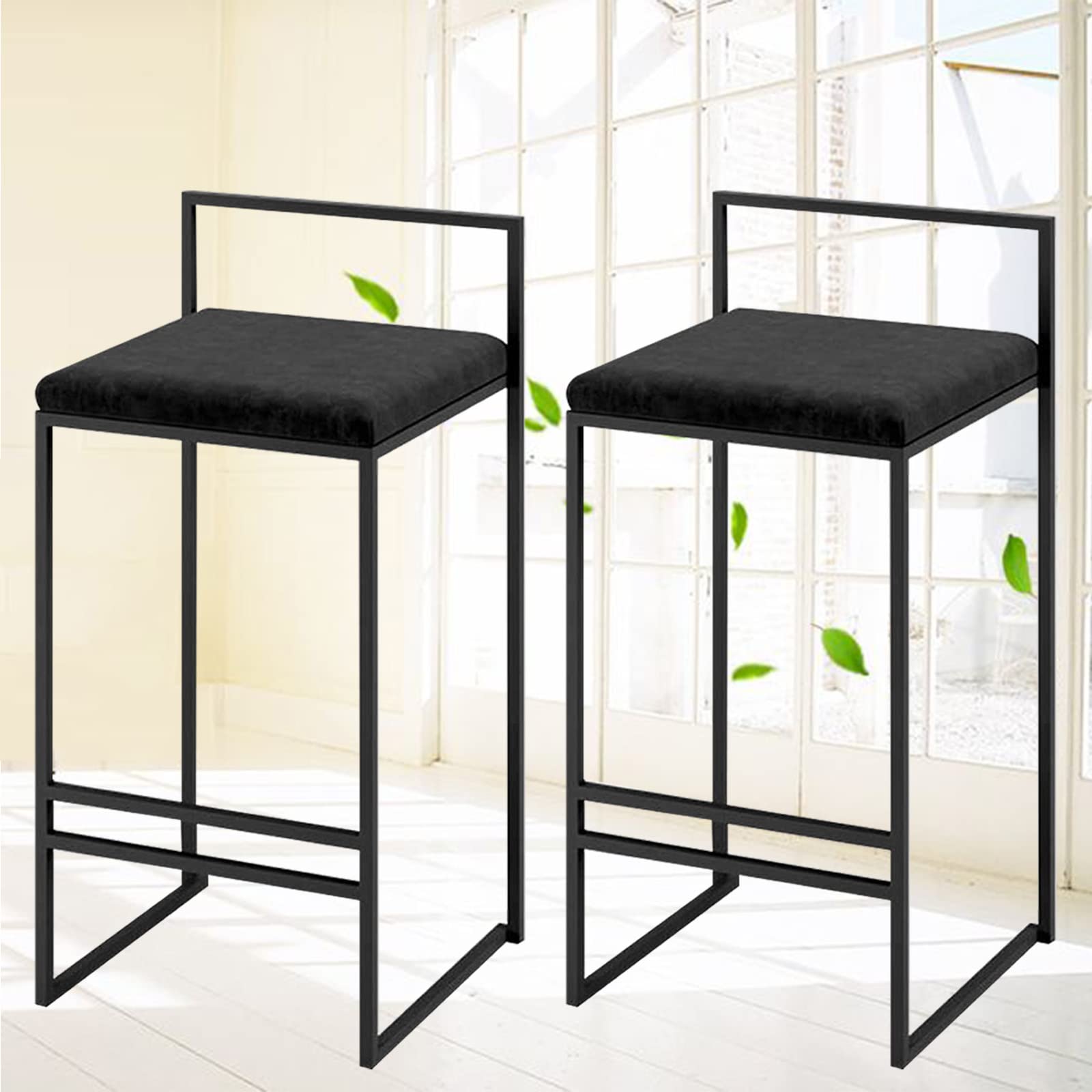 Tabouret de bar de cuisine ergonomique avec 4 pieds stables | Lot de 2