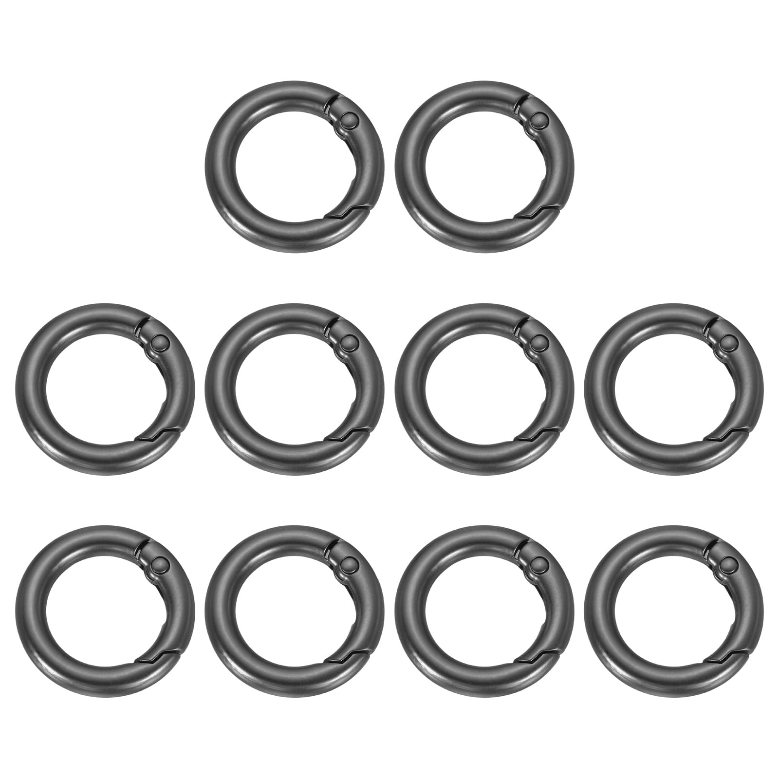 sourcing map 10Pcs Round Spring Snap Hooks, 15.8mm O Rings Buckle Clips Round Keyring Keychain Clip for Bags Purses DIY Chain Extender Accessory, Matte Dark Grey