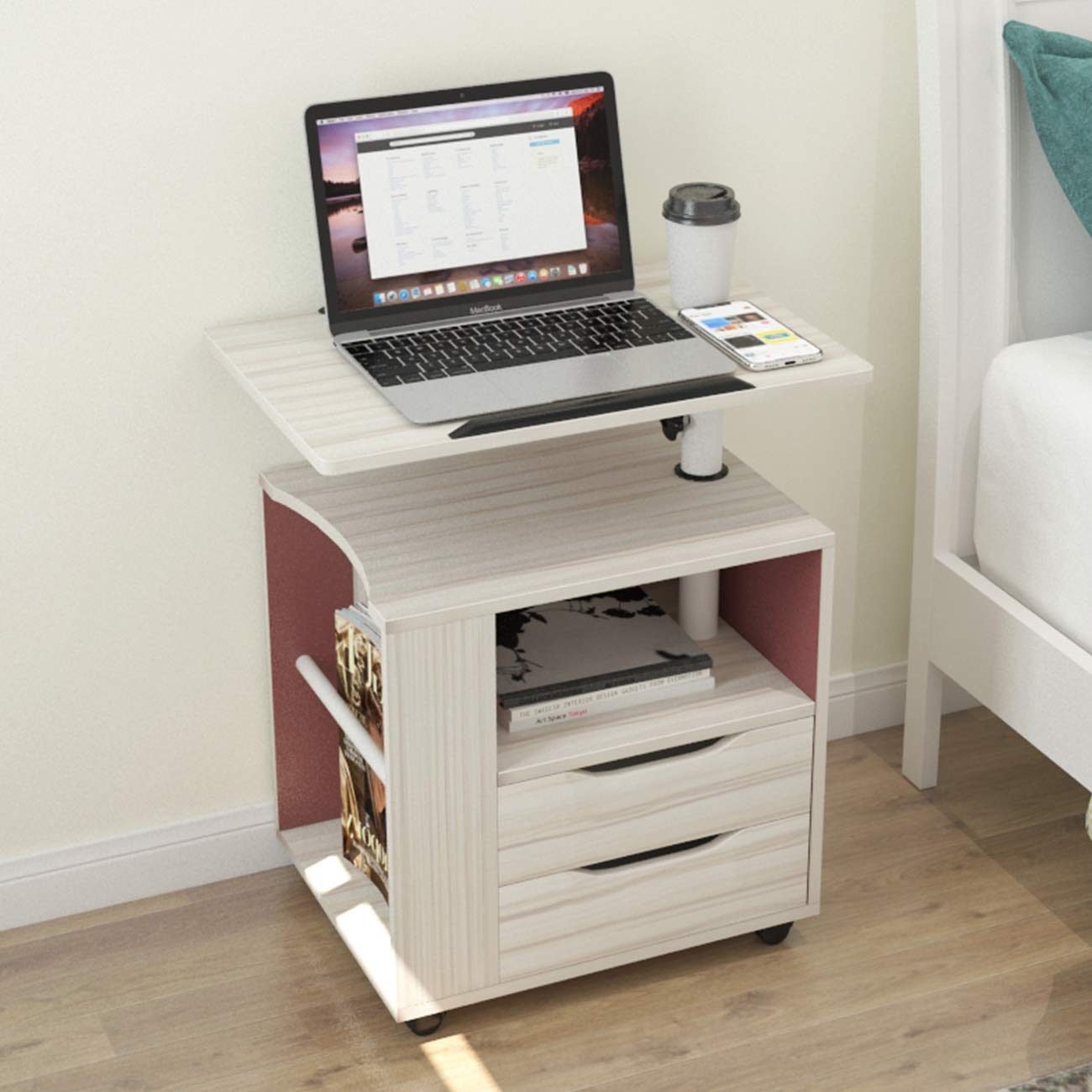 KIZQYN Nachtkastjes Closet Night Stand, Easy Assembly 30 Nachtkastje Met 2 Stoffen Laden Eindtafel Bijzettafelbekleding For Slaapkamer Nachtkastje Nachtkastje Bank Bijzettafel