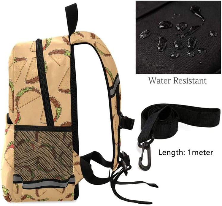 QUGRL Taco Pattern Print Toddler Backpack for Boys Girls Kids School Backpack with Chest Strap Leash Preschool Schoolbag Nursery Kindergarten Bag for Daycare Travel Hiking School