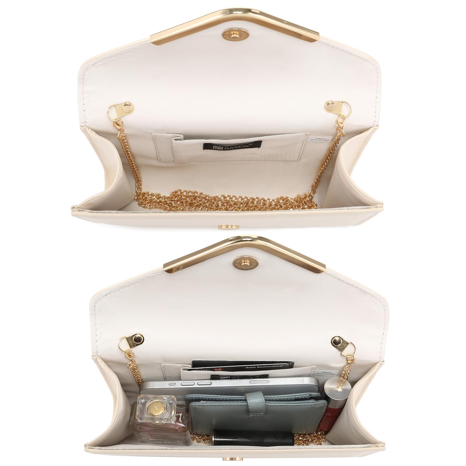 Dasein Bolsos de noche formales para mujer, bolsos de mano para bodas, fiestas, bailes, bolsos con correa para el hombro y solapa con purpurina