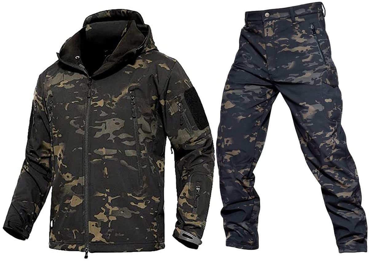 Czen Giacca e Pantaloni Tattici da Uomo Tuta da Combattimento Tuta Militare Camo Uniforme da Caccia 2 Pezzi Set Army Multicam Apparel Suit
