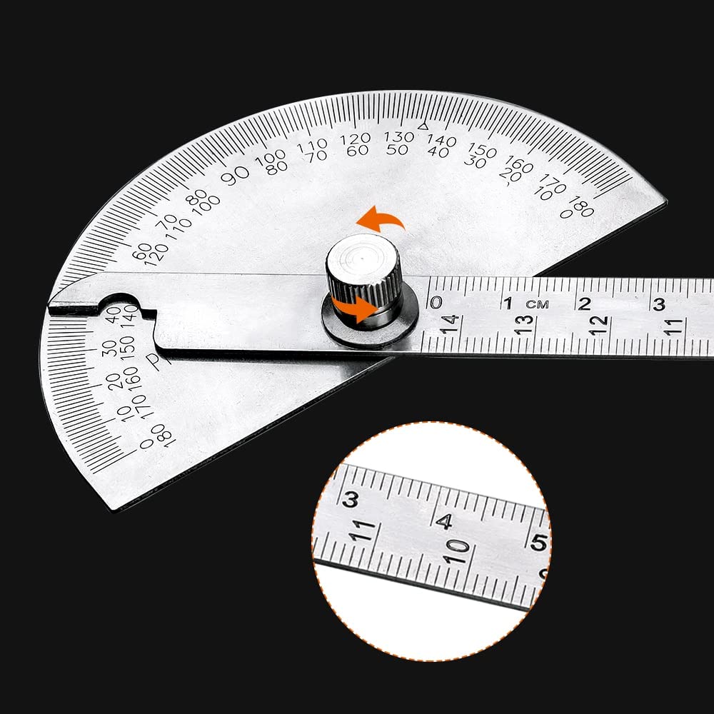 180 Graden Gradenboog Roestvrijstalen Hoekmeter Verstelbare Multifunctionele Halve Cirkel Liniaal Wiskunde Meetinstrument Hoge nauwkeurigheid (Color : Type 1-10 cm, Size : Type