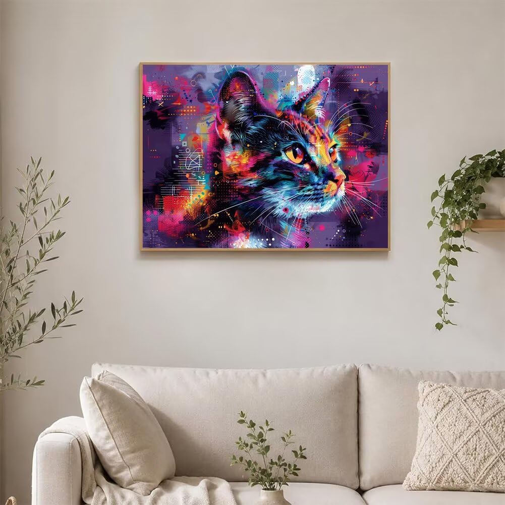 5D Diamond Painting Kit Completo Gatto Quadri con Perline 135x100cm N-Z95EA | Pittura Diamante, 5D Diamantini Crystal Art DIY Full Drill Round Ricamo Kit Punto Croce per Decorazione Parete Casa, Regalo