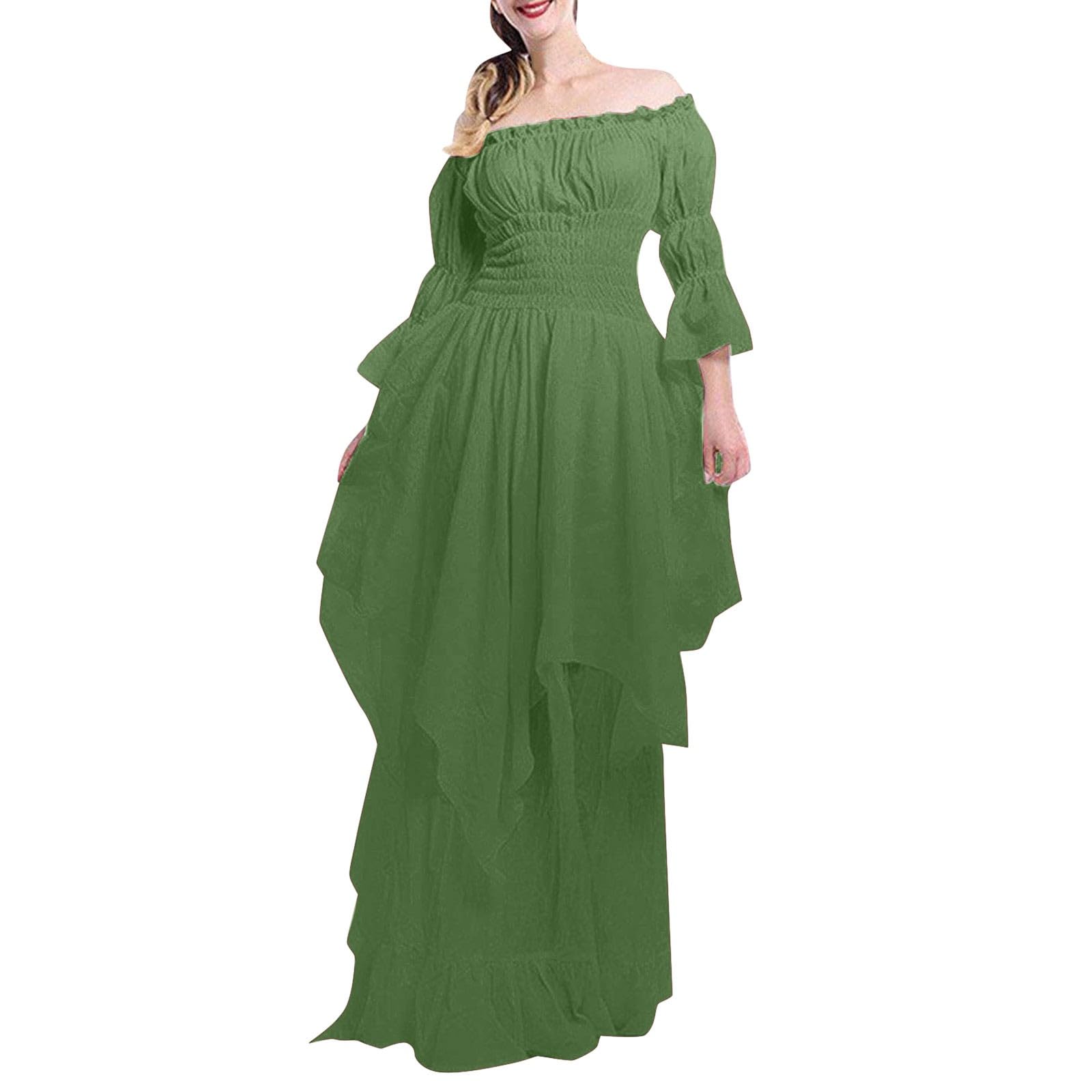 Vestido camisa manga trompeta con corsé gótico tradicional retro para mujer 5