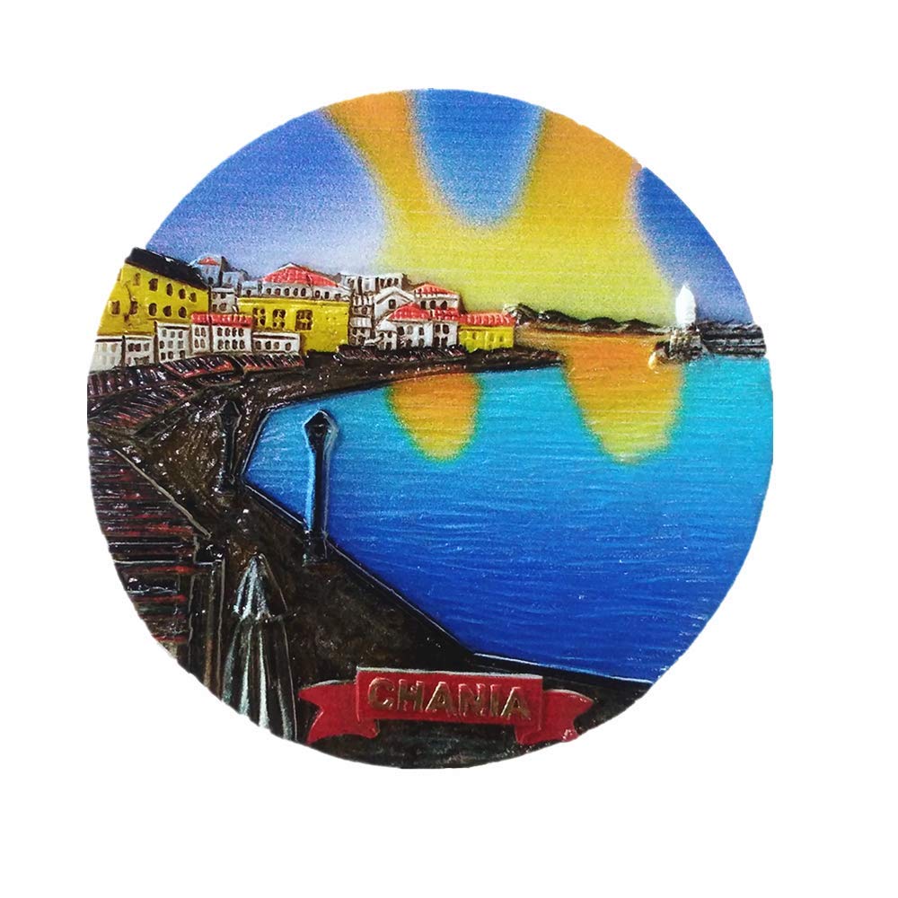 3D Chania Crete Greece Fridge Magnet Travel Souvenir Gift Home Kitchen Refrigerator Decoration Magnetic Sticker Magnet Collection