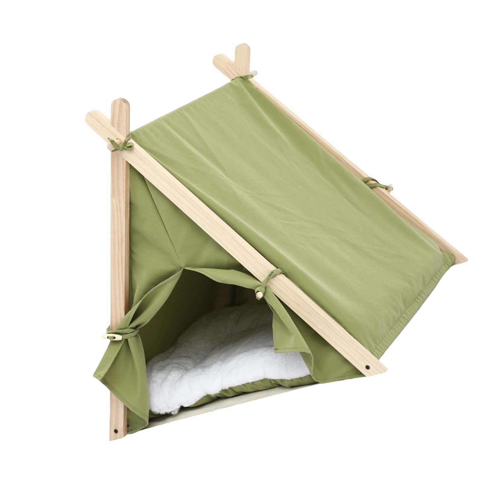 Tente Tipi Pour Animaux De Compagnie Pour Chiens Et Chats, Maison Pour Chien D'intérieur Portable De 23,8 Pouces, Tente Tipi Pour Chat Lavable (5 Couleurs En Option)(草绿色)