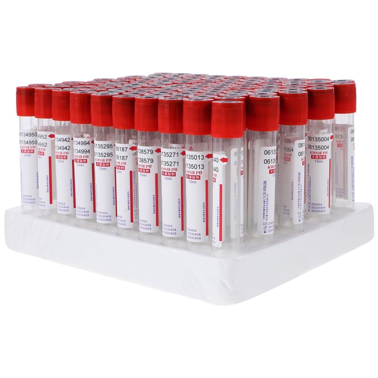 Sterylne jednorazowe probówki do pobierania krwi próżniowej - 100 sztuk, 1/2/3/5/10ml, PET/szkło, aktywator skrzepu i żel separator, do laboratorium i wirówki(10ml)
