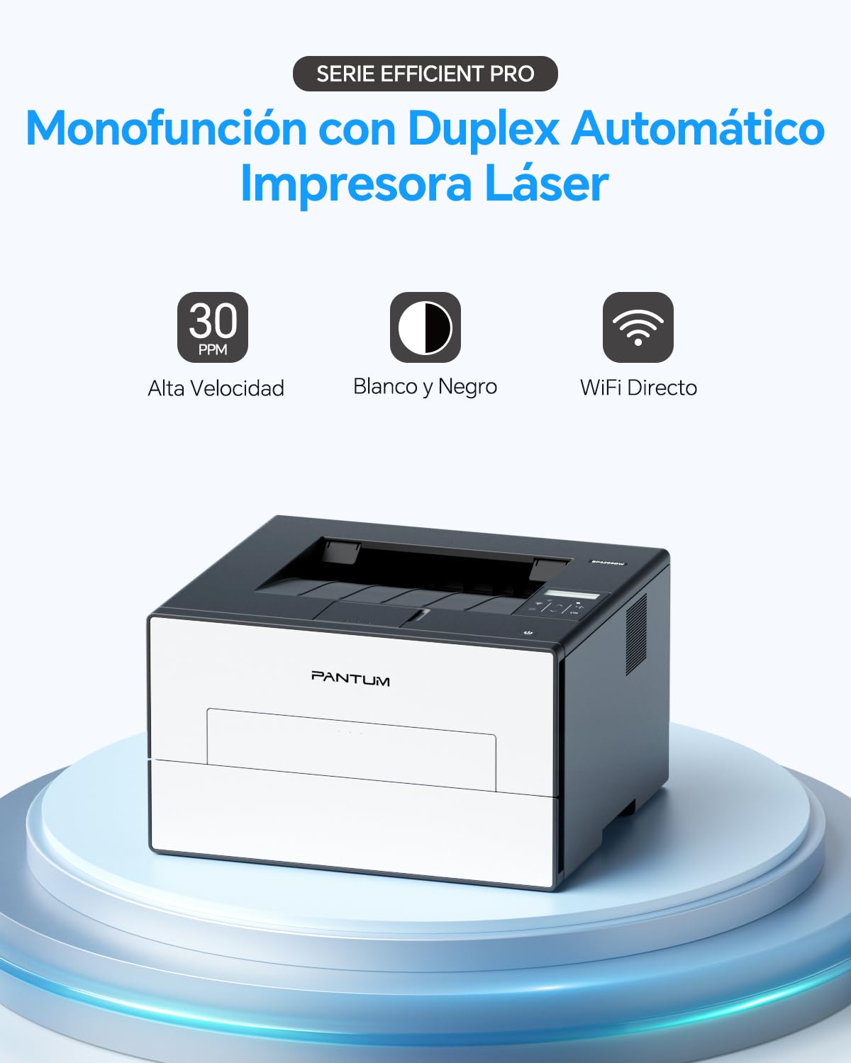 PANTUM BP4209DW Impresora Láser Monocromo WiFi, Impresión Doble Cara Automática, Wi-Fi Direct 2.4G/5G y Bluetooth, AirPrint Mopria, Incluye Tóner y Tambor Iniciales, para Hogar y Oficina
