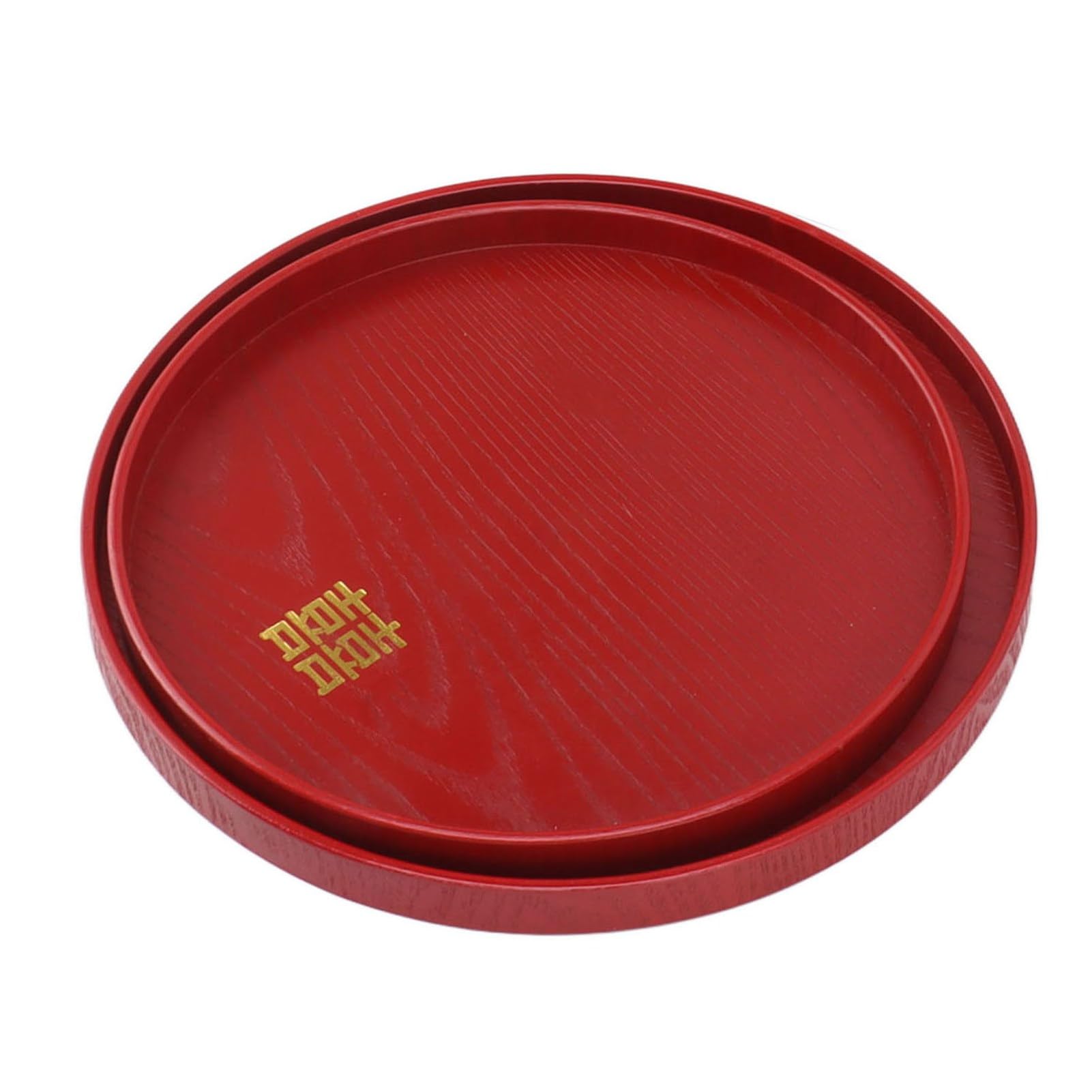 Bandeja de Servicio de Madera roja de Estilo Chino, Bandeja para té y Aperitivos de Boda, 4 Piezas de Bandeja para Frutas y Dulces de Fraxinus mandshurica con Bordes elevados para (Redonda)