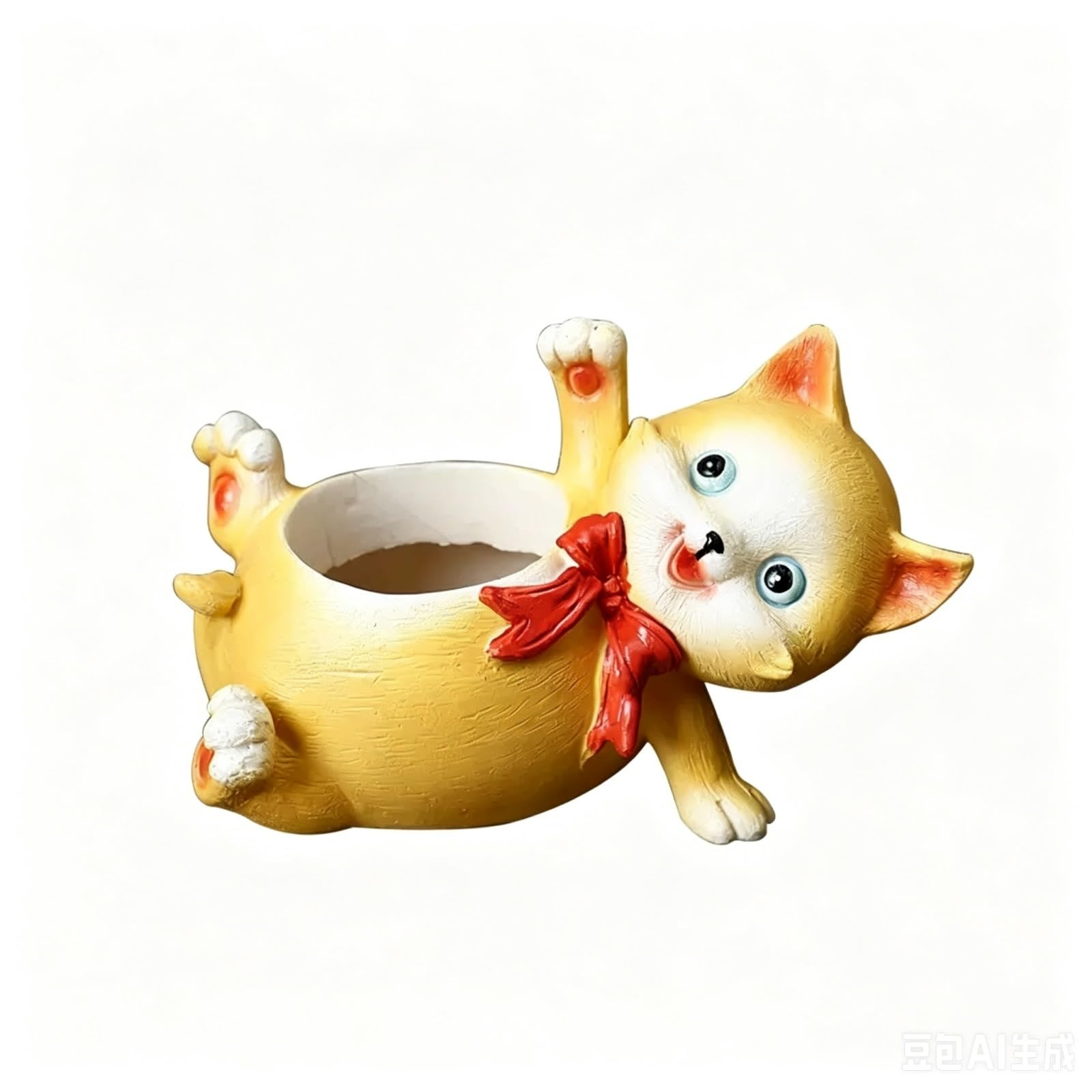 MDNIPQBAM natural Creative Resin Cat Mini Flowerpot Planter Ceramic Soil Cactus Container For Succulent Plants for garden(A)